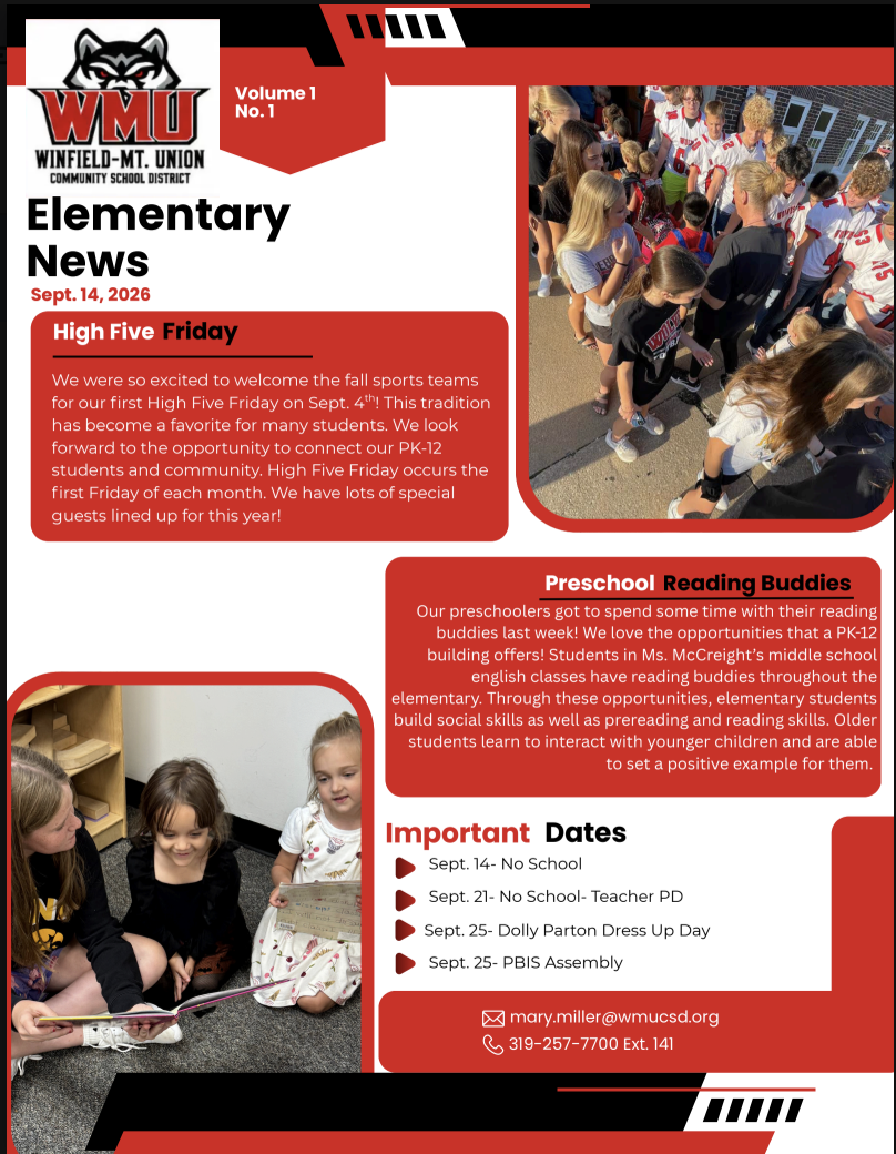 Elementary News Sept. 16, 2026