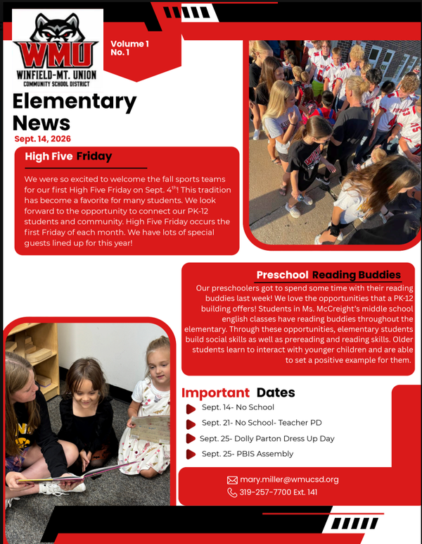 Elementary News Sept. 16, 2026